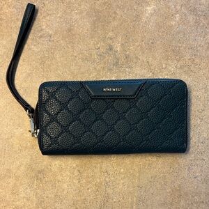 Nine West Textured Dark Teal Wristlet Wallet